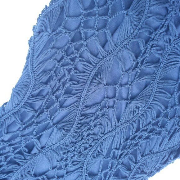 ASOS Women's Navy Crochet Fishnet Overlay Dress 6 - Picture 7 of 7